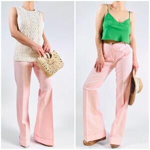 J. Crew Pale Pink Wide-Leg Linen Pants
